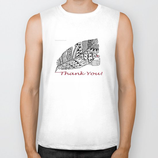 Zentangle Thank You - Black and White Illustration Biker Tank