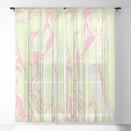 Pink and yellow marble texture. Sheer Curtain