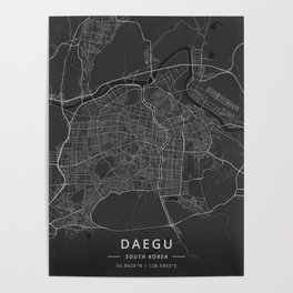 Daegu, South Korea - Dark Map Poster