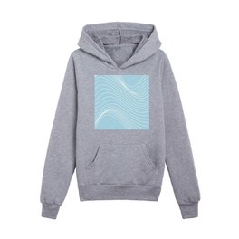 Lines Light Blue and White Kids Pullover Hoodies