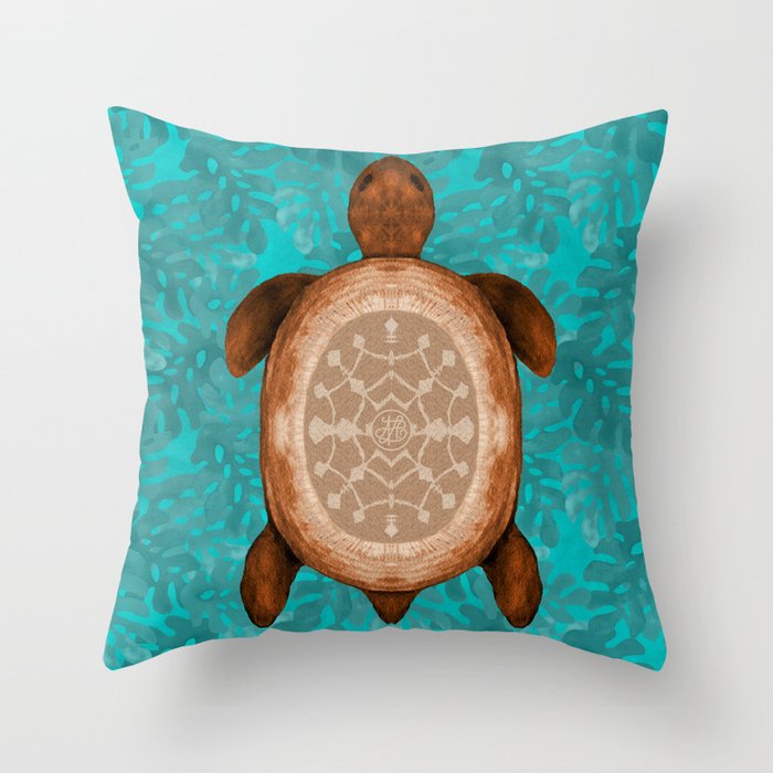 Snowflake turtle Throw Pillow
