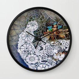 “An Intricate Design” by Susan Jeffers  Wall Clock | Fairytale, Fairies, Vintage, Digital, Fantasy, Intricate, Sistarsprkls, Floral, Spiderweb, Spiders 