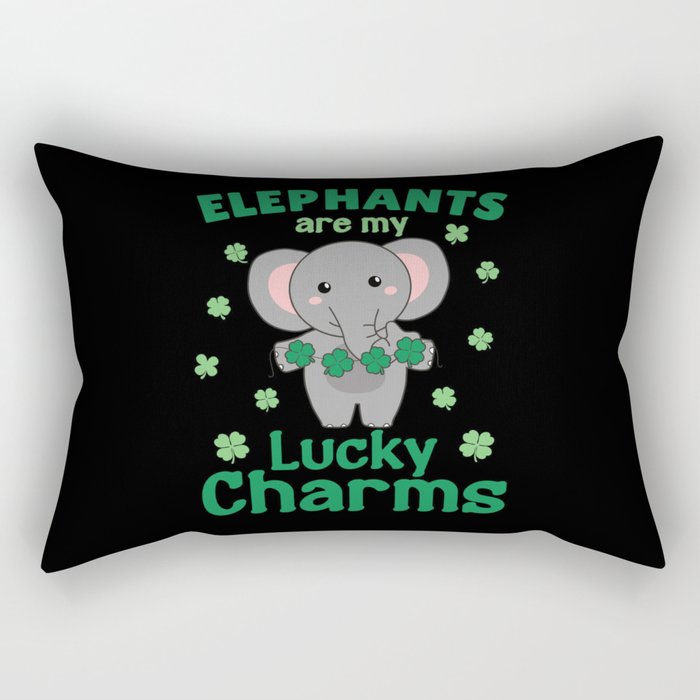Elephants Are My Lucky Charms St Patrick's Day Rectangular Pillow