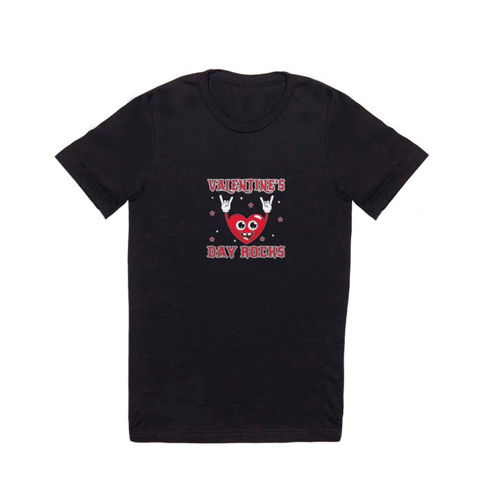Kawaii Rock Rocker Hearts Day Valentines Day Rock T Shirt