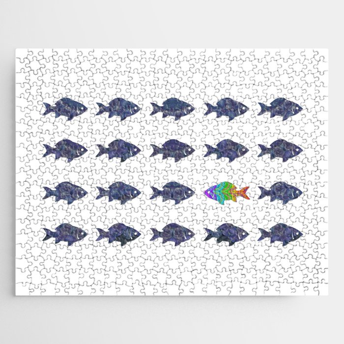Colorful Inspirational Fish Art - Be Yourself Jigsaw Puzzle