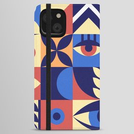 Bauhaus geometric abstract elements with eyes and simple forms. Modern style shapes, minimalistic retro design. Hipster 20s trend collage, illustration.  iPhone Wallet Case