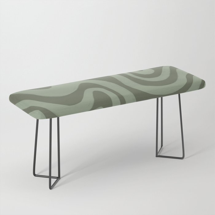 60s Retro Liquid Swirl in Olivine + Reseda Sage Green Bench