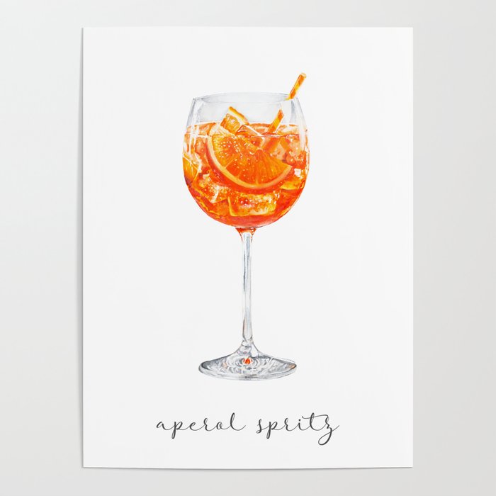 Aperol Spritz Cocktail Painting Poster