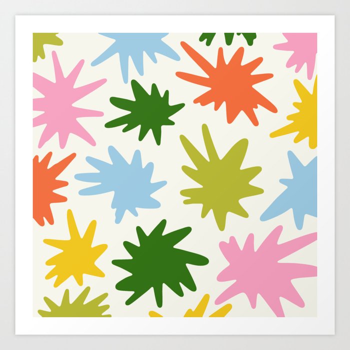 Funky Spiky Shapes \\ Summer Multicolor Art Print