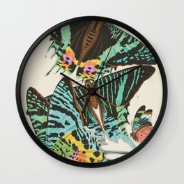 Butterfly and Moth Print by E.A. Seguy, 1920s #16 Wall Clock