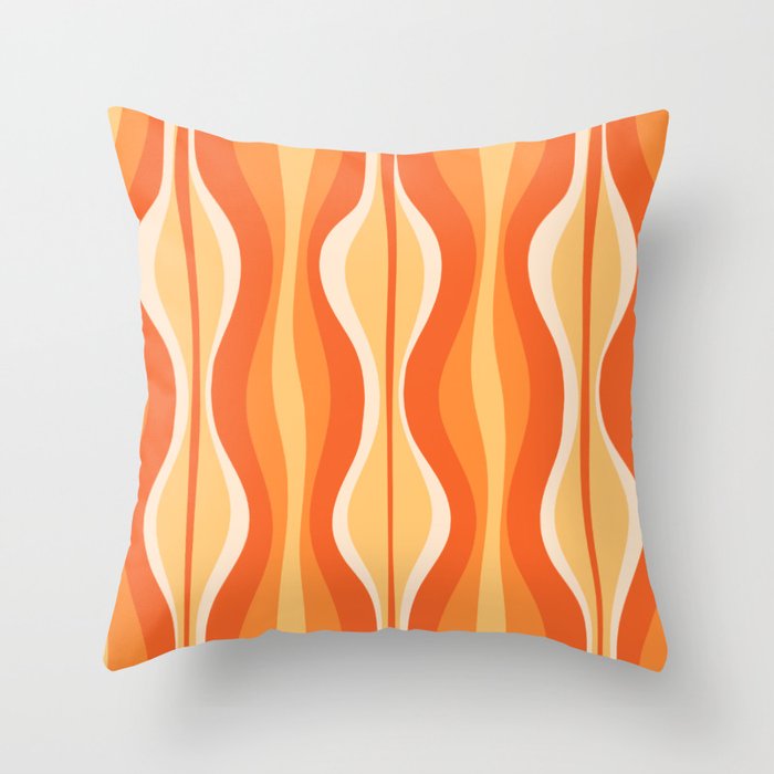 Hourglass Abstract Mid Century Modern Pattern in Tangerine Orange Tones Throw Pillow
