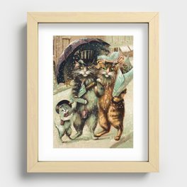 “Cat Family Christmas Shopping” by Maurice Boulanger Recessed Framed Print
