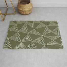 Triangles within Triangle: White Triangles and Khaki Background Area & Throw Rug