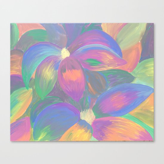 Neon Flower Pattern Canvas Print
