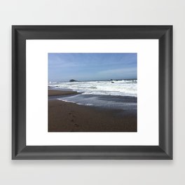 Footprints In A Sandy Beach Framed Art Print