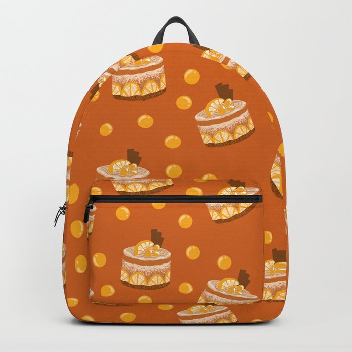 Sweet Cakes Print On Orange Background Pattern Backpack