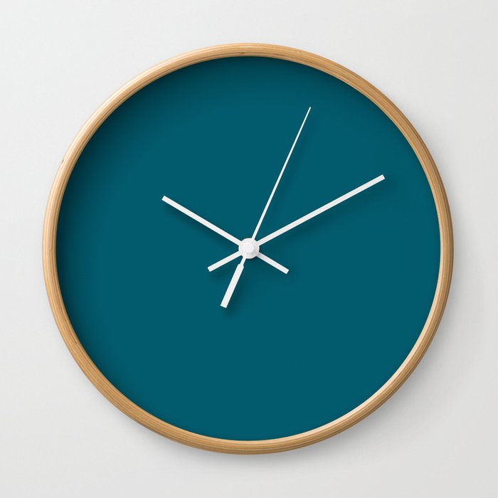 Dark Turquoise Solid Color Pairs Sherwin Williams Oceanside SW 6496 / Accent Shade / Hue / All One Wall Clock