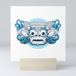 Barong Bali on Blue Mini Art Print