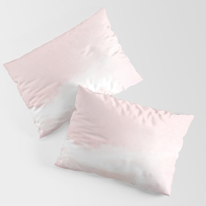 Pastel pink white modern hand painted watercolor. Pillow Sham