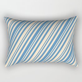 [ Thumbnail: Bisque & Blue Colored Stripes/Lines Pattern Rectangular Pillow ]