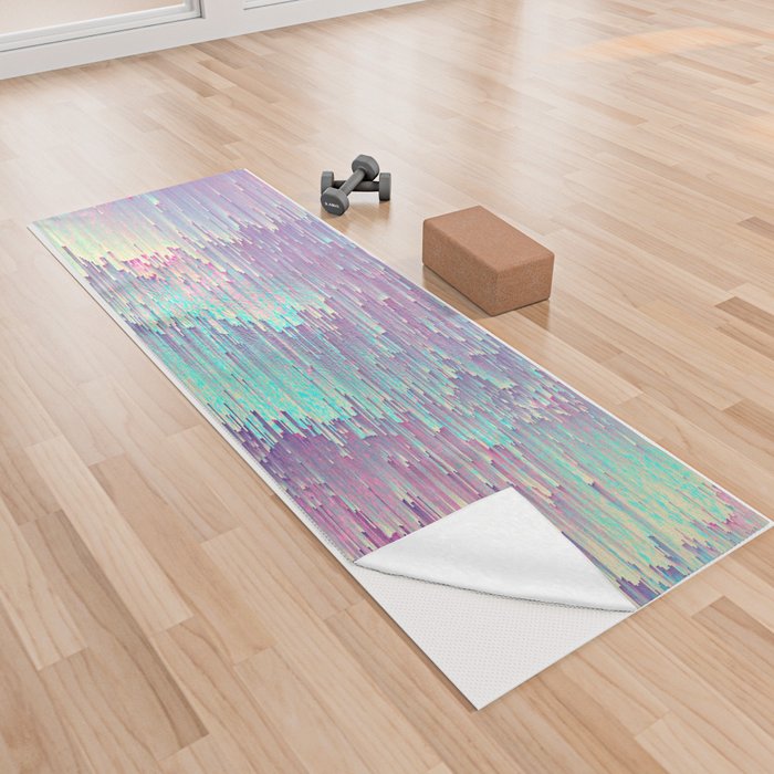 Iridescent Glitches Yoga Towel