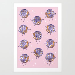Dancing disco balls boho Art Print