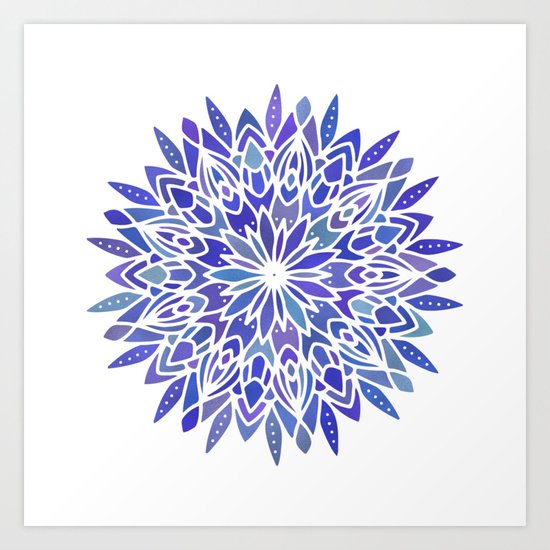 Mandala Vivid Blue Art Print