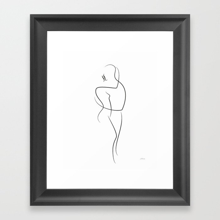 Minimalist couple sketch. Abstract embrace drawing. Framed Art Print by ...