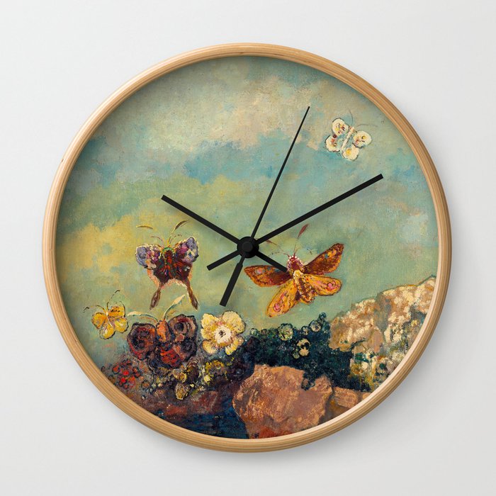 Odilon Redon - Butterflies Wall Clock