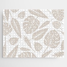 Monstera Leaves Beige Jigsaw Puzzle