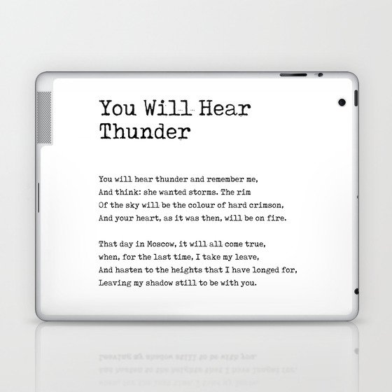 You Will Hear Thunder - Anna Akhmatova Poem - Literature - Typewriter Print Laptop & iPad Skin