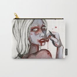 Size Zero Zombie No.2 Carry-All Pouch | Model, Red, Illustration, Women, Ink, Eyes, Zombie, Grey, Black, Undead 