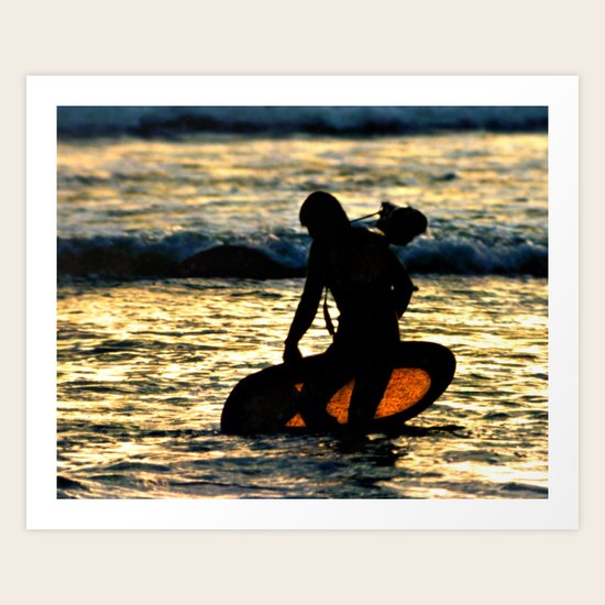 Greenough going out to film at sunset Art Print