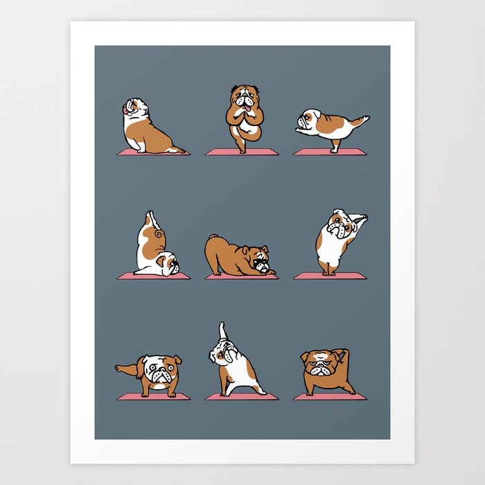 English Bulldog Yoga Art Print