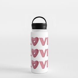 Cute pink heart shaped donut and word Love Water Bottle