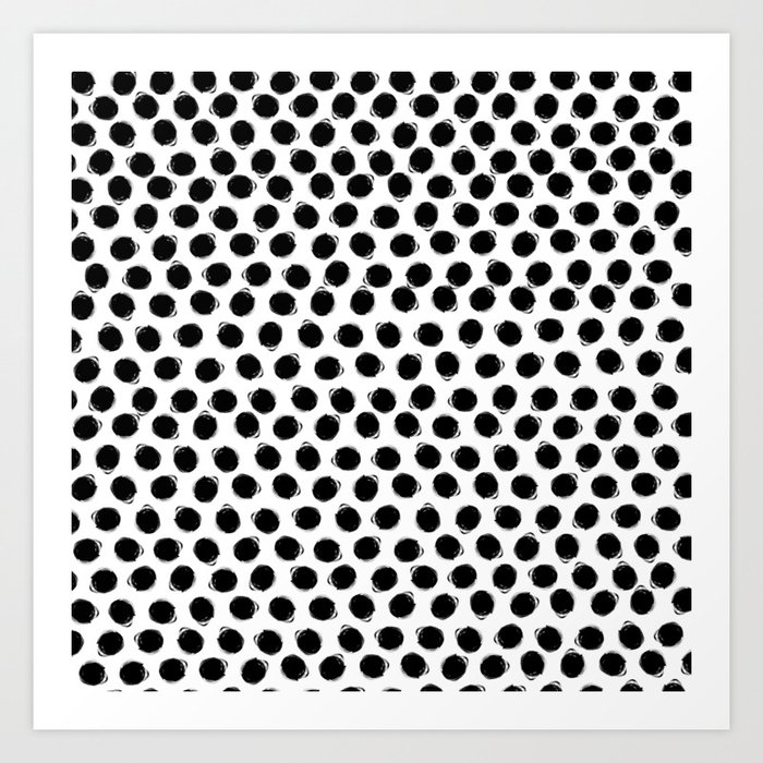 Hand Drawn Polka Dots Black And White Art Print