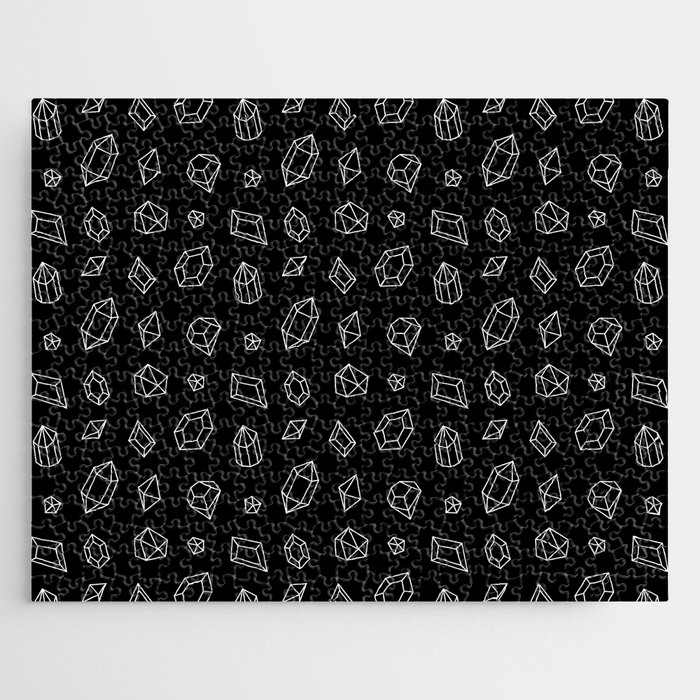 Black and White Gems Pattern Jigsaw Puzzle