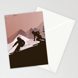 Winter Sport • Best Skiing Design Ever • Brown Background Stationery Card