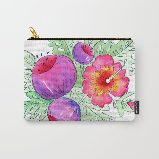 Tropical exotic flowers and leaves 2 . Carry-All Pouch