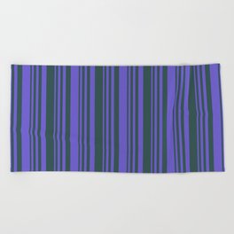 [ Thumbnail: Slate Blue and Dark Slate Gray Colored Lines/Stripes Pattern Beach Towel ]