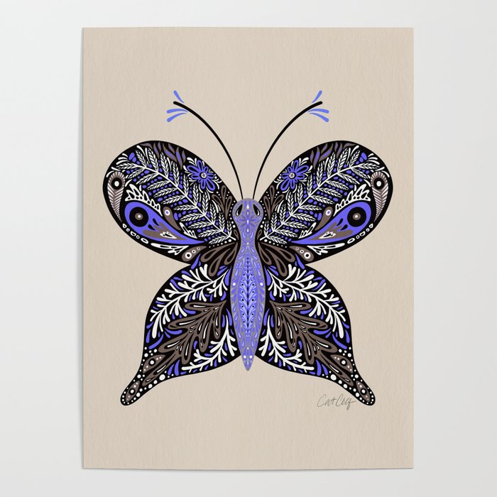 Butterfly Intricacies – Indigo Poster