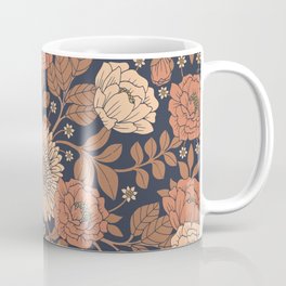 Peach, Dusty Rose, Mauve & Blue-Gray Floral Pattern Coffee Mug