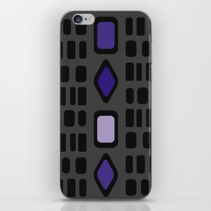 Retro Diamonds Rectangles Black Violet iPhone Skin