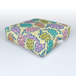 JUICY GRAPES FRESH RIPE FRUIT in BRIGHT SUMMER COLORS ON CREAM Outdoor Floor Cushion