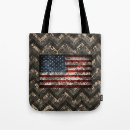 Digital Camo Patriotic Chevrons American Flag Tote Bag