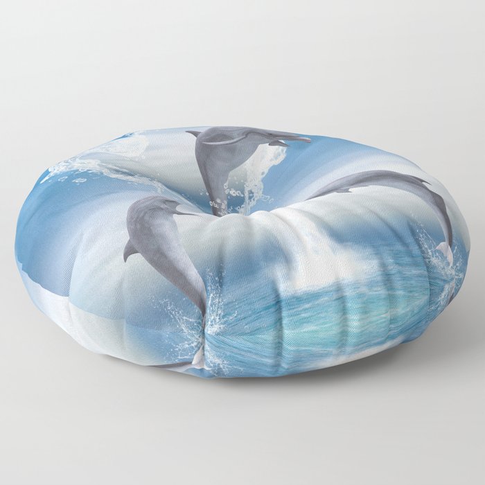 The Heart Of The Dolphins Floor Pillow