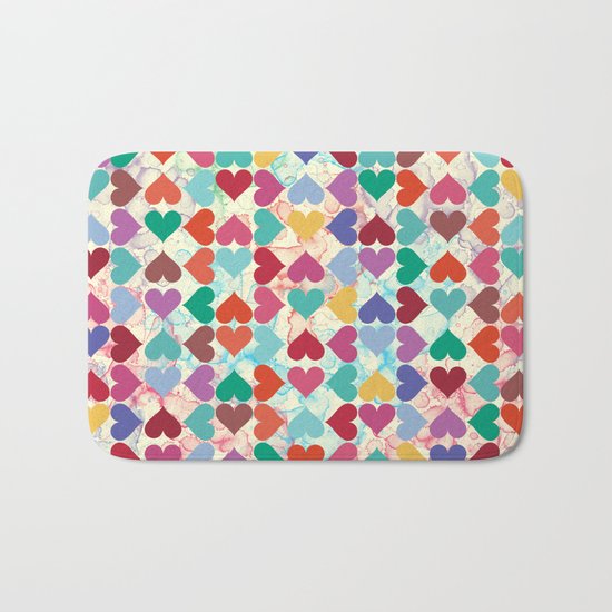 Colorful Love Pattern Bath Mat