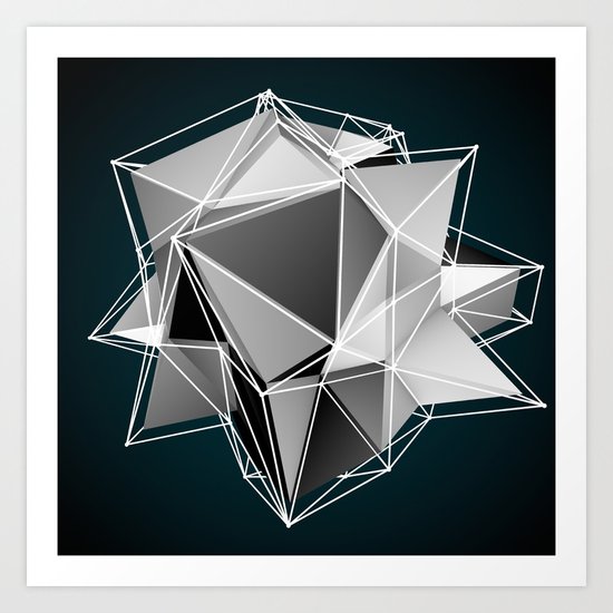 3d art black and white Art Print