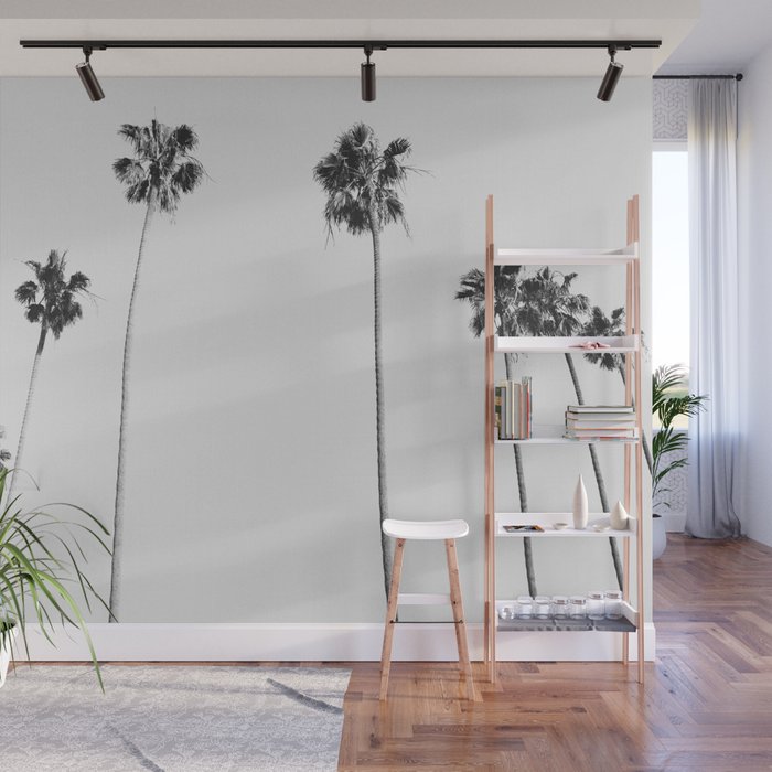 Black White Palms Wall Mural By Galdesign Society6