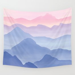 Magical Watercolor Mountains, Pastel Candy Color Wall Tapestry
